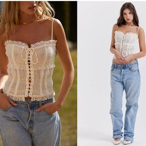 HOUSE OF CB 'Lula' Ivory Sequin Pleat Corset NWOT